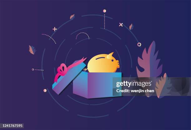 gift box and piggy bank - smart textiles stock illustrations