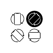 Smartphone rotation icons. Phone rotate set. Phone tilt vertical and horizontal signs. mobile icon on isolated background. New Electronic device. Eps 10 vector