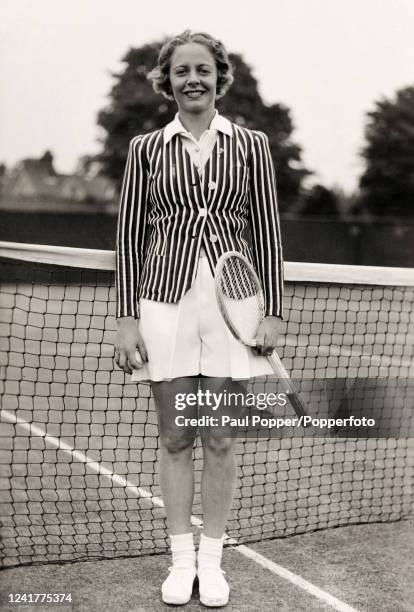 Vintage postcard featuring the American tennis player Alice Marble at Wimbledon circa 1935.