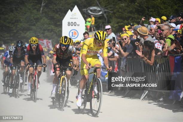 Slovenian Tadej Pogacar of UAE Team Emirates pictured in action during stage seven of the Tour de France cycling race, a 176 km race from Tomblaine...