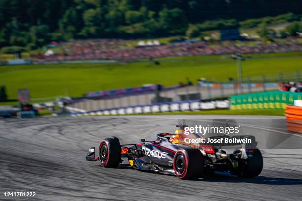 Max Verstappen of the Netherlands and Red Bull Racing during the F1 Grand Prix of Austria - Practice and Qualifying at Red Bull Ring on July 8, 2022...