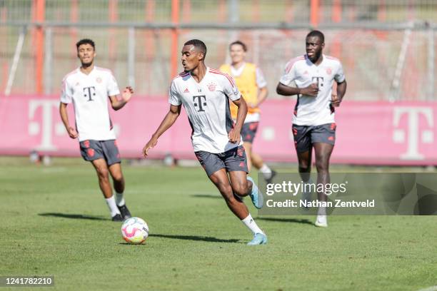 Ryan Gravenberch during a training session of FC Bayern München at Saebener Strasse training ground on July 08, 2022 in Munich, Germany.