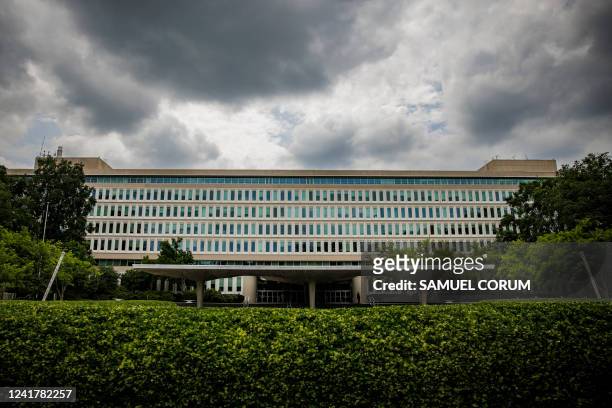The Central Intelligence Agency headquarters are pictured in Langley, Virginia, on July 8, 2022. US President Biden is visiting the CIA headquarters...