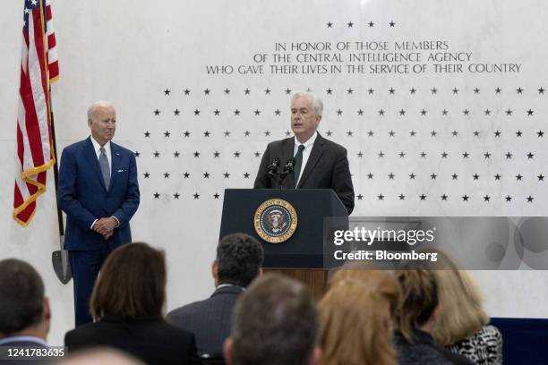 William Burns, director of the Central Intelligence Agency , introduces US President Joe Biden, left, at the CIA headquarters in Langley, Virginia,...