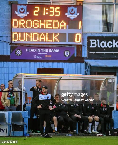 Louth , Ireland - 8 July 2022; Dundalk head coach Stephen O'Donnell during the SSE Airtricity League Premier Division match between Drogheda United...