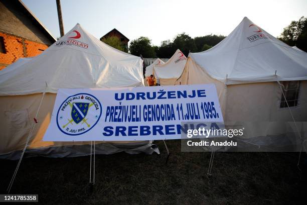 View of Liplje Camp as participants of the "Peace March" which is traditionally organized on the route used by Bosnian civilians who wanted to escape...