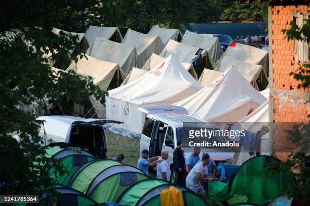 View of Liplje Camp as participants of the "Peace March" which is traditionally organized on the route used by Bosnian civilians who wanted to escape...