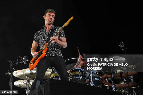 Mike Kerr, lead singer of British band Royal Blood, performs at the 2022 Alive Festival in Oeiras in Oeiras, on the outskirts of Lisbon, on July 9,...