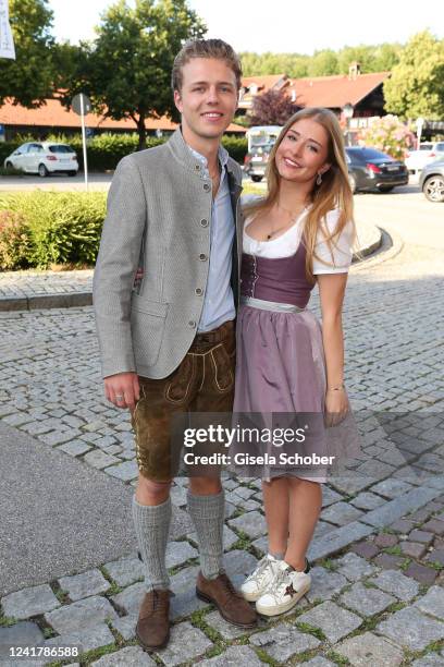 Joel Beckenbauer and his sister Francesca Beckenbauer during the Bavarian Evening at 33rd KaiserCup 2022 benefit to Franz Beckenbauer Stiftung at the...