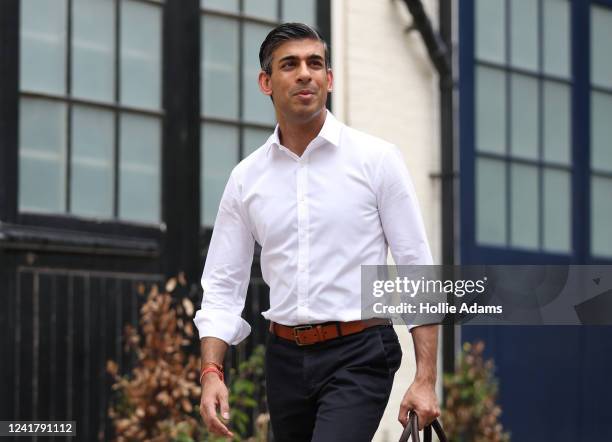 Rishi Sunak, former Chancellor of the Exchequer, leaves his home after launching his campaign to be the next leader of the Conservative Party on July...