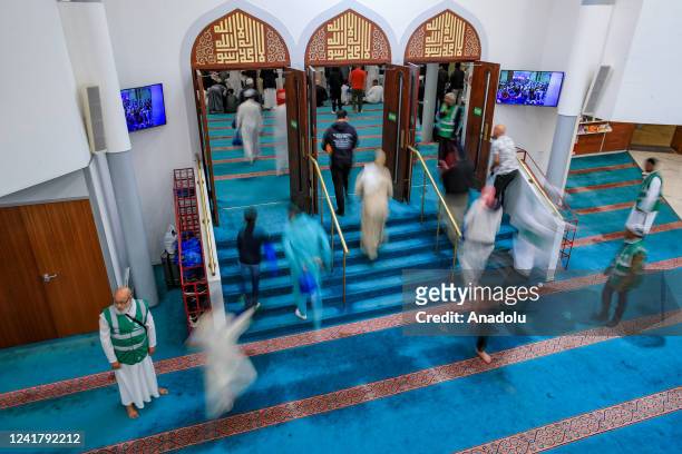 Muslims arrive at East London Mosque to perform Eid al-Adha prayer in London, United Kingdom on July 09, 2022.
