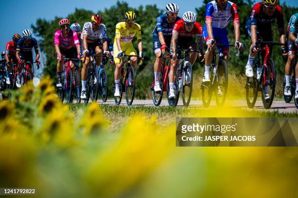 Slovenian Tadej Pogacar of UAE Team Emirates pictured in action during stage seven of the Tour de France cycling race, a 176 km race from Tomblaine...