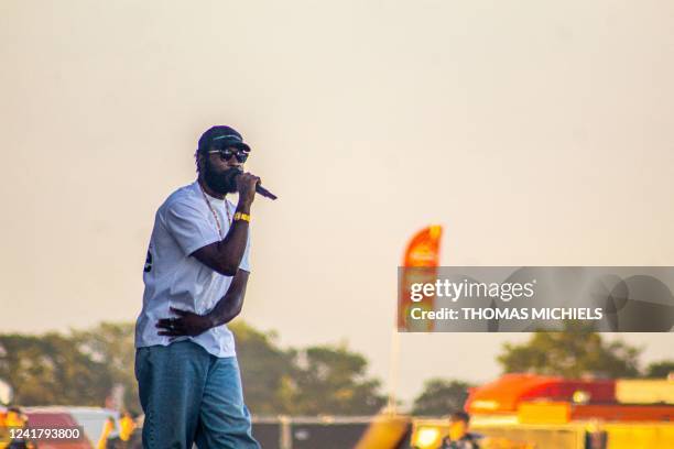 Damso performs at the Les Ardentes music festival in Liege, Friday 08 July 2022. The 15th edition of the festival is taking place from July 7 to July...