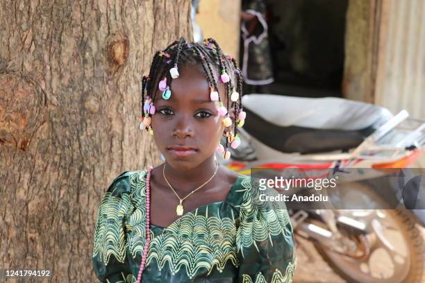 Girl is seen as Muslims celebrate Eid-al-Adha in Djiakaking village of Segou, Mali on July 09, 2022.