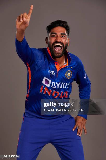 Mohammed Siraj of India poses during a portrait session at the Hyatt Hotel on July 9, 2022 in Birmingham, England.