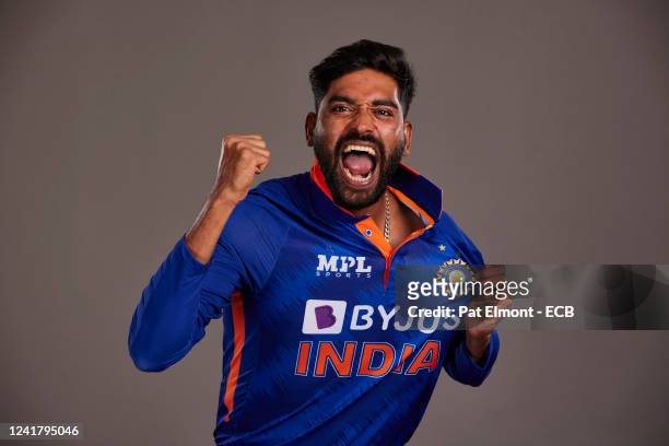 Mohammed Siraj of India poses during a portrait session at the Hyatt Hotel on July 9, 2022 in Birmingham, England.