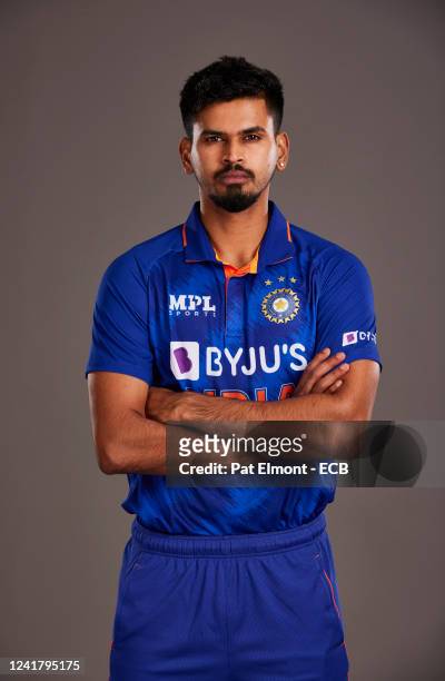 Shreyas Iyer of India poses during a portrait session at the Hyatt Hotel on July 9, 2022 in Birmingham, England.