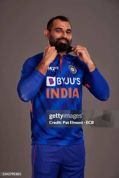 Mohammed Shami of India poses during a portrait session at the Hyatt Hotel on July 9, 2022 in Birmingham, England.