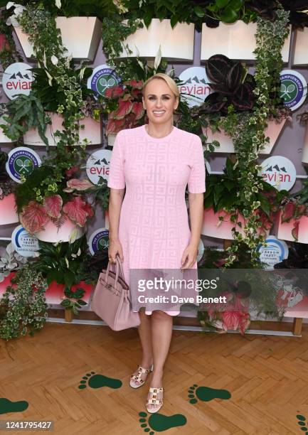 Rebel Wilson attends the evian VIP Suite At Wimbledon 2022, Certified As Carbon Neutral By The Carbon Trust at Wimbledon on July 9, 2022 in London,...