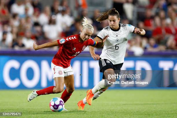 Pernille Harder of Denmark controls the ball during the UEFA Women's Euro England 2022 group B match between Germany and Denmark at Brentford...