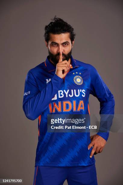 Ravindran Jadeja of India poses during a portrait session at the Hyatt Hotel on July 9, 2022 in Birmingham, England.