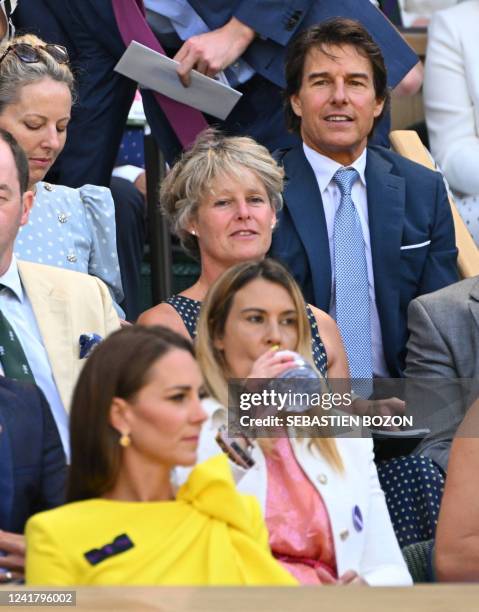 Britain's Catherine, Duchess of Cambridge and US actor Tom Cruise attend the women's singles final tennis match between Kazakhstan's Elena Rybakina...