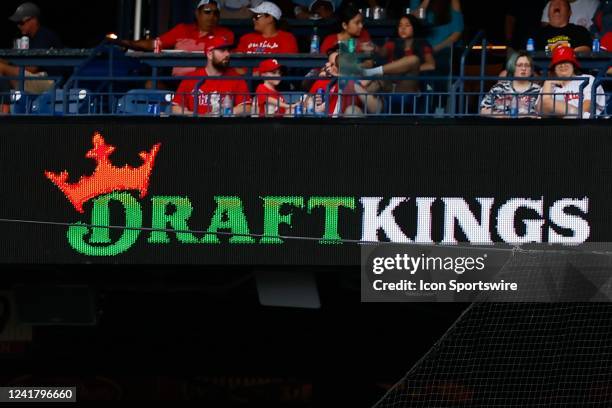 General view of the DraftKings signage during the Major League Baseball game between the Philadelphia Phillies and the Washington Nationals on July...