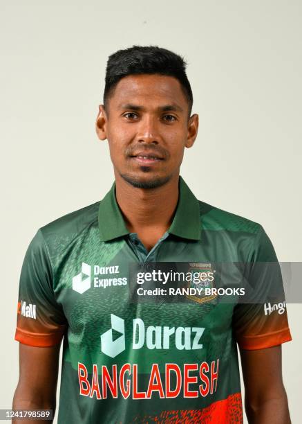 Mustafizur Rahman of Bangladesh poses for a portrait at the Habour Club in Rodney Bay, Saint Lucia, on June 28, 2022.