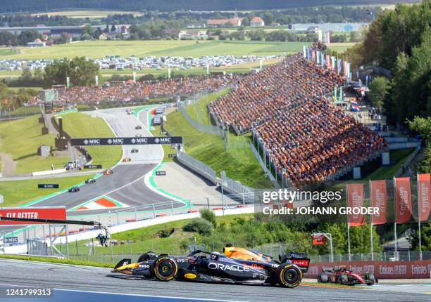 Red Bull Racing's Dutch driver Max Verstappen competes in the sprint qualifying at the Red Bull Ring race track in Spielberg, Austria, on July 9...