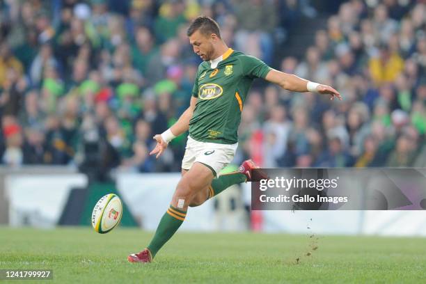South Africa captain Handre Pollard during the 2nd Castle Lager Incoming Series test match between South Africa and Wales at Toyota Stadium on July...