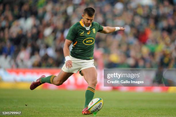 South Africa captain Handre Pollard during the 2nd Castle Lager Incoming Series test match between South Africa and Wales at Toyota Stadium on July...