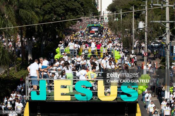 Thousands of believers take part in the 30th edition of the "March for Jesus" to celebrate Corpus Christi, an event that gathers a wide range of...