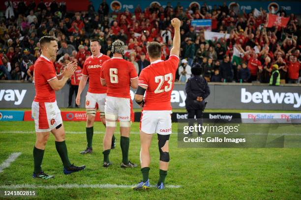 Wales celebrating their victory during the 2nd Castle Lager Incoming Series test match between South Africa and Wales at Toyota Stadium on July 09,...