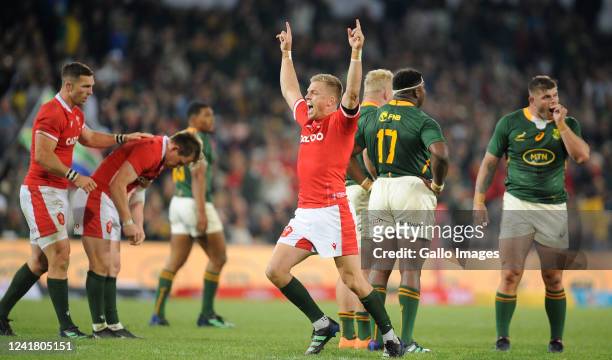 Tommy Reffell of Wales celebrating their victory during the 2nd Castle Lager Incoming Series test match between South Africa and Wales at Toyota...