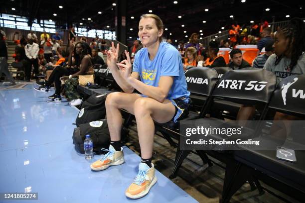 Allie Quigley of the Chicago Sky poses for a photo during the 2022 WNBA Skills Challenge as part of the 2022 WNBA All-Star Weekend on July 9, 2022 at...