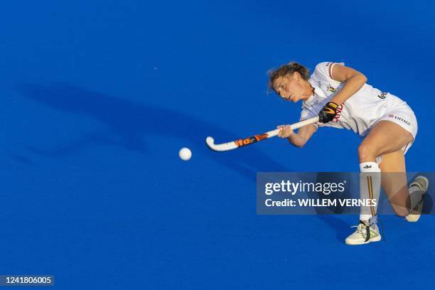 Belgium's Stephanie Vanden Borre is seen in action during the women's FIH World Cup field hockey match between Belgium and Chile at the Wagener...