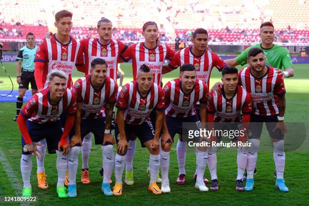 Players of Chivas pose for photos prior the 2nd round match between Chivas and Atletico San Luis as part of the Torneo Apertura 2022 Liga MX at Akron...