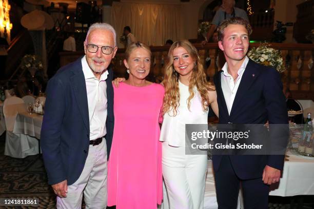 Franz Beckenbauer and his wife Heidi Beckenbauer, daughter Francesca Beckenbauer and son Joel Beckenbauer during the 33rd KaiserCup 2022 golf...