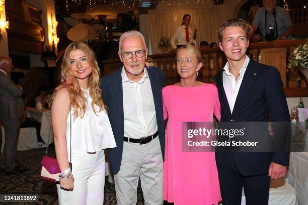 Franz Beckenbauer and his wife Heidi Beckenbauer, daughter Francesca Beckenbauer and son Joel Beckenbauer during the 33rd KaiserCup 2022 golf...