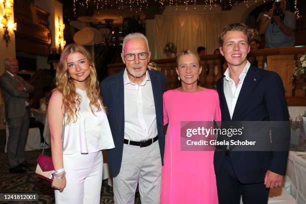 Franz Beckenbauer and his wife Heidi Beckenbauer, daughter Francesca Beckenbauer and son Joel Beckenbauer during the 33rd KaiserCup 2022 golf...