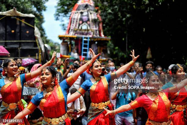 BharataNatyam dancers seen performing during the annual Rath Yatra, or chariot festival. As per Hindu mythology, the Ratha Yatra dates back some...