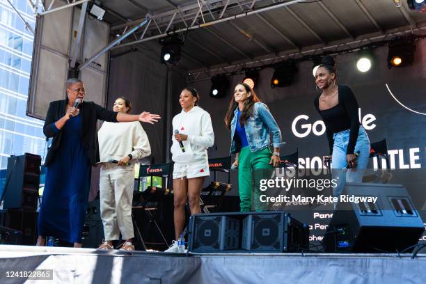 Taj McWilliams-Franklin, Napheesa Collier of the Minnesota Lynx, Betnijah Laney of the New York Liberty, Ticha Penicheiro, and Crystal Langhorne...