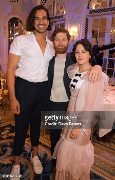 Nathaniel Curtis, Kyle Soller and Phoebe Fox attend the South Bank Sky Arts Awards 2022 after party at The Savoy Hotel on July 10, 2022 in London,...