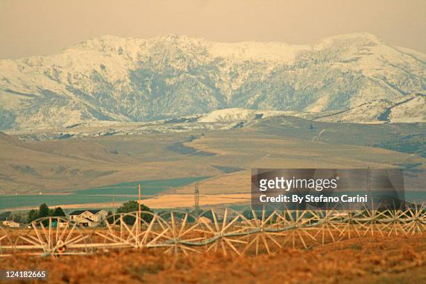 first snow on mountain ranges - pocatello stock pictures, royalty-free photos & images
