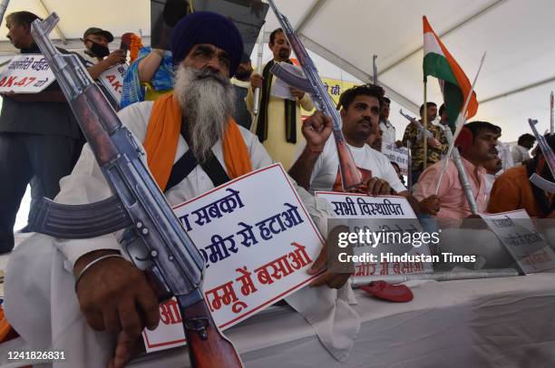 Thousands of people from 36 fraternities under the leadership of Naveen Jaihind protest against the brutal killings of Kashmiri Hindus, Pandits,...