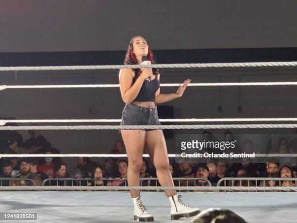 Simone Johnson, daughter of Dwayne Johnson, delivers her first WWE wrestling promo at Englewood Neighborhood Center on Saturday night, July 9, 2022.