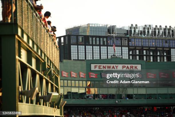 General view of the Fenway Park facade during the game between the New York Yankees and the Boston Red Sox on Sunday, July 10, 2022 in Boston,...