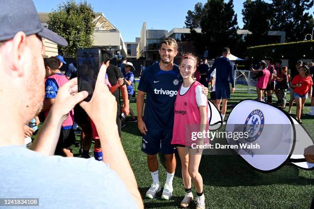 Christian Pulisic of Chelsea during a Foundation meet and greet at Drake Stadium UCLA Campus on July 10, 2022 in Los Angeles, California.