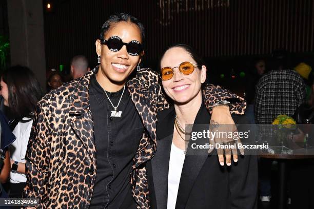 Sue Bird and Tamera Young attend the Crown Royal Regal Apple Teams Up With Sue Bird To Celebrate Her Farewell Season And Host An Issue Launch Party...