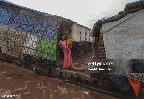 View from a refugee camp in Bangladesh's southern district of Cox's Bazar on July 10, 2022. Due to the long-standing oppression and violence in...